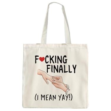 Imagem de OTOUO Bolsa de lona In My Engaged Era - Bolsa de ombro de lona de noivado rosa para noiva, presente de noivado para ela, Engraçado, One Size