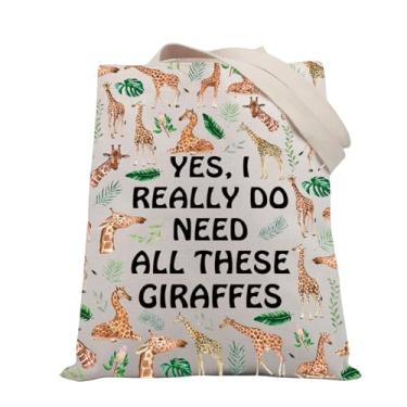 Imagem de BDPWSS Sacola de girafa, presentes para amantes de girafas, presente temático de girafa, sim, eu realmente preciso de todas essas girafas, reutilizável, sacola de mercearia, Need Giraffe Tg, Medium