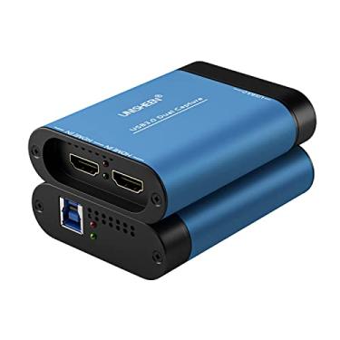 Imagem de Unisheen Placa de captura de entrada dupla - HDMI para dispositivo de captura de vídeo USB 3.0, conversor de vídeo HD 1080p 60fps UVC YUV422 PnP HD para gravação de jogos e transmissão ao vivo - sem