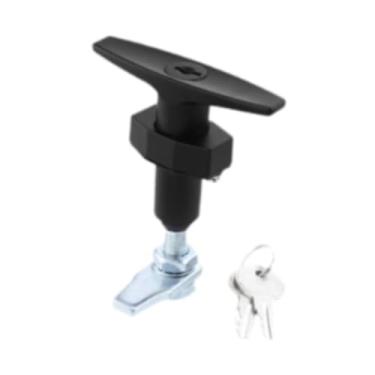 Imagem de Fenteer Conjunto de correspondência T Handles Lock Ferramentas de bloqueio de segurança Caixa Trava da porta do trailer para campistas, Língua Curta, 8.2x4.5x9.8 Cm