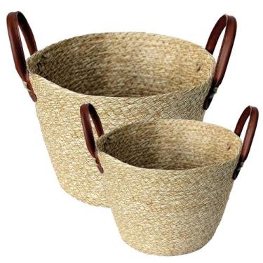 Imagem de Kit 2 Cesto Multiuso De Fibra Natural Com Alça - Paramount Plásticos