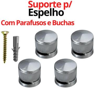 Imagem de Suporte para Espelho Parede Botão Frances com Buchas e Parafusos Fixar