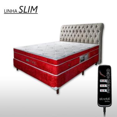 Imagem de Colchão Com Massageador Casal Completo + Base box + Cabeceira ALLMAG, 