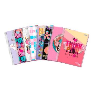 Imagem de Caderno Feminino 20 Matérias Arame Espiral Capa Dura Escolar - Nova Ca