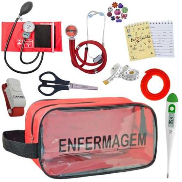 Imagem de Kit Academico Enfermagem Esfigmomanometro Aparelho de Pressao Estetosc