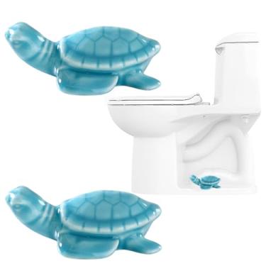 Imagem de Bonitas tampas de parafuso de vaso sanitário tartaruga marinha cerâmica tampas de parafuso de vaso sanitário decorativo, conjunto de 2 tampas de tampa de parafuso de vaso sanitário, tampas de vaso