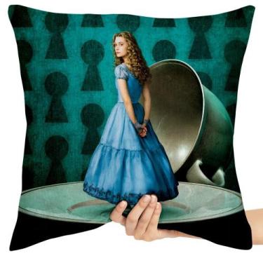 Imagem de  Almofada 45x45 cheia Alice no País das Maravilhas azul - Empório Dutr