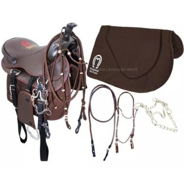 Imagem de Sela Americana 15 Polegadas Completa Adulto + Cabeçada de Cordinha e A