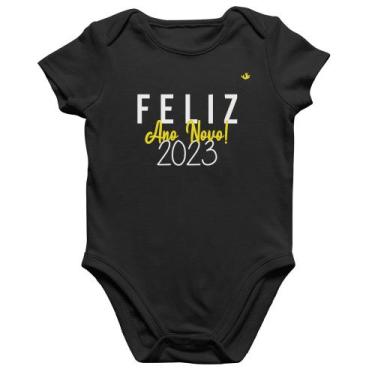 Imagem de Body Bebê Algodão Feliz Ano Novo 2023 - Foca na Moda, Preto, GG