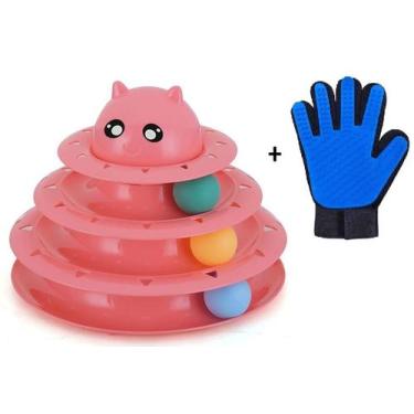 Imagem de Torre de Bolinhas para Gatos Brinquedo Interativo + Luva Tira Pelos Es