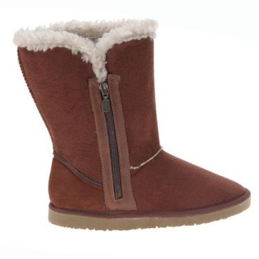 Imagem de Bota Feminina Camurça Confortável Forrada Pele Zipper Lã Sintética La 