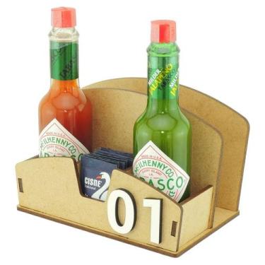 Imagem de 5 Galheteiro Porta Guardanapo Sal Sachê Pimenta Bistrô Mdf Crú - Moder