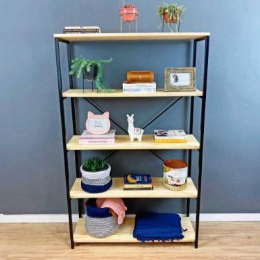 Imagem de Estante Style de Ferro e Madeira Ample 5 Prateleiras Industrial Natura