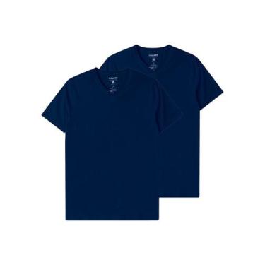 Imagem de Kit com 2 Camisetas Masculina Malwee 1000004422, Azul marinho, GG