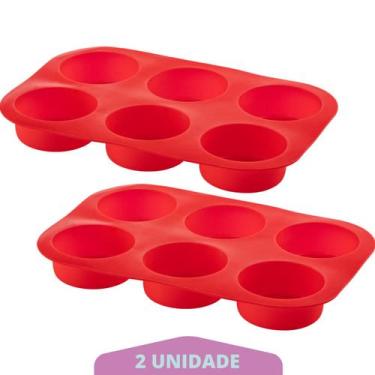 Imagem de Kit 2 Assadeiras Silicone Cupcake Retangular Sortida Bolinho - QUALITY