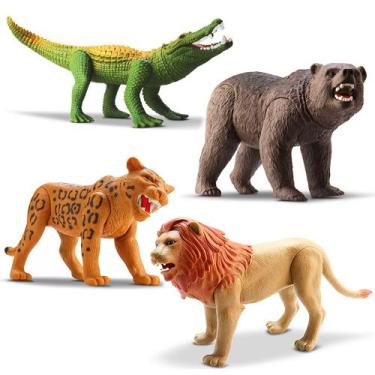 Imagem de 4 Unids Brinquedo Animal Realista Articulado Vinil Feras - Silmar