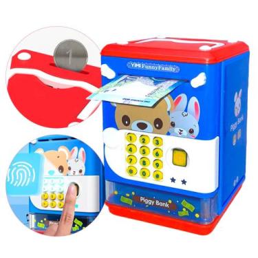 Imagem de Cofrinho Digital Infantil Puxa Notas e Moedas com Senha e Som - Opapro