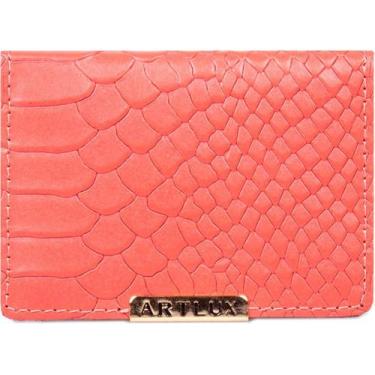 Imagem de Mini Carteira Porta Cartão em Couro Artlux com Espelhinho 503, Coral