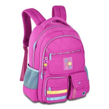 Imagem de Mochila Luluca Costa Grande Escolar Bolsos Juvenil Notebook, Rosa
