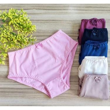 Imagem de Kit 5 Calçola De Algodão Senhora Calcinha Pala Larga Confortável - Nov