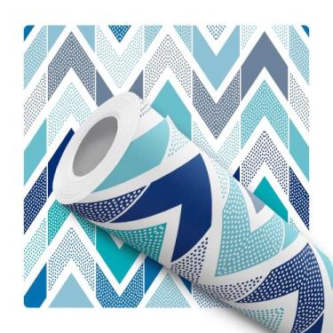 Imagem de Papel De Parede Vinílico Chevron Moderno Azul Quarto 12m - DELIQUADROS