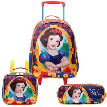 Imagem de Kit Mochila De Rodinhas Lancheira Estojo Branca Neve Infantil