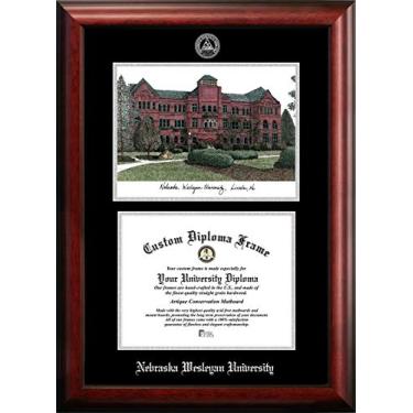 Imagem de Campus Images Moldura de prata unissex NCAA Nebraska Wesleyan University Nebraska Wesleyan University 27 cm L x 21 cm Litografia de moldura de diploma em relevo, marrom, tamanho único