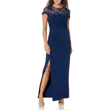 Imagem de JS Collections Vestido feminino Laney Rosette Yoke, Azul marino, 46