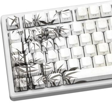 Imagem de GMKWTL XVX Bamboo Grove Shine Through Keycaps, Double Shot PBT Keycaps, Side Printed Keyboard Caps with Dye Sublimation Full Keycap Sets Adequado para teclado mecânico Gateron Cherry MX Switchs