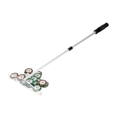 Imagem de KVMORZE Ancinho telescópico de roleta, pôquer de vara de recepção de chip de acrílico, empurrador de chip totalmente transparente, ancinho profissional de grau de cassino para Blackjack, Texas