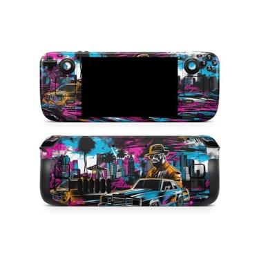 Imagem de TACKY DESIGN Gangster Skin compatível com Steam Deck Skin LCD e compatível com Steam Deck OLED Skin Retro Fusion Skin Premium 3M Vinyl decalque, linda capa de cor neon