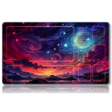 Imagem de Mipikel Tapete de brinquedo para MTG, tapete com zonas, tamanho 61 x 35 cm, TCG e tapetes de jogo de tabuleiro para cartas, sacos de armazenamento grátis (colorido 9, com zonas)