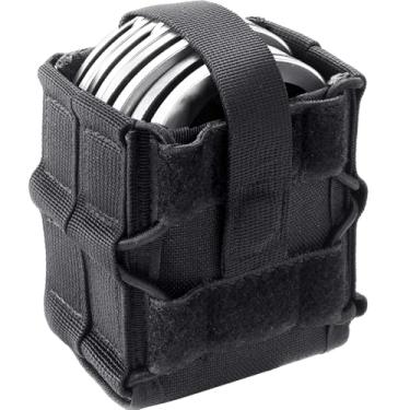 Imagem de Bolsa de algema dupla, capa de algema molle dupla para colete de cinto de serviço, aperto ajustável para caber no punho rígido dobrável/articulado/dobrável. Acessórios para aplicação da lei