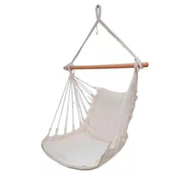 Imagem de Rede De Descanso Cadeira De Balanço Suspensa Confortável Para Área Externa Jardim Varanda e Camping Resistente Acolchoada Material de Algodão Luxo Moderna Verão 2025 Na Cor Off White