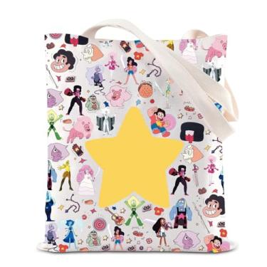 Imagem de TGBJE Sacola de personagens de desenho animado Steven série de TV presente joias de cristal bolsa de ombro fãs de desenho animado presente de anime, Bolsa com estrela amarela