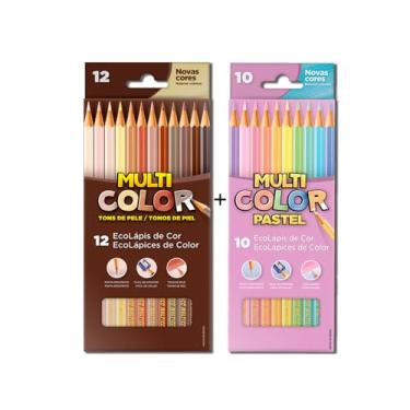 Imagem de Kit Lápis de Cor Multicolor Tons Pastel 10 Cores + Lápis de Cor Tons de Pele