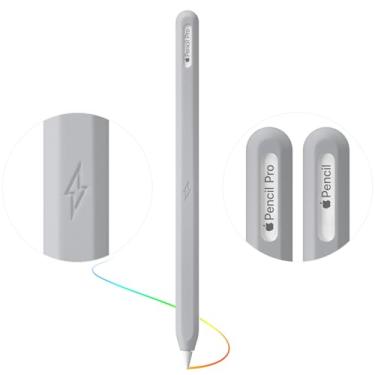 Imagem de Capa protetora ultrafina para Apple Pencil Pro e Apple Pencil 2ª geração de silicone compatível com Apple Pencil Pro (cinza)