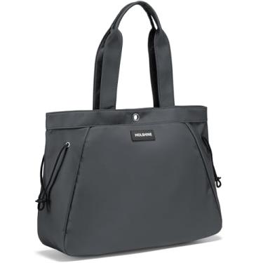 Imagem de molshine Bolsa Hobo grande, bolsa de mão de nylon com ajuste lateral, bolsa de ombro para treino, praia, viagem, mulher, modelo, Cinza escuro, Large