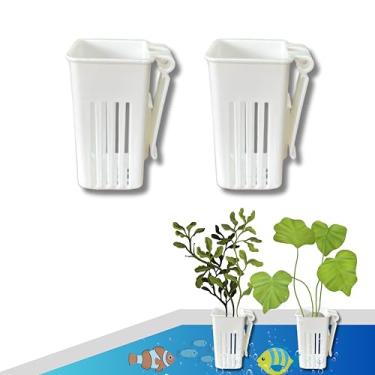 Imagem de 2 suportes para plantas de aquário, suportes de plantas de aquário de peixes, vaso de vaso aquático suspenso, suportes de grama para tanques aquáticos, copos de plantas hidropônicas, cesta aquapônica,