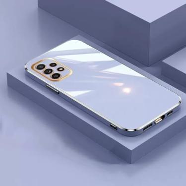 Imagem de Capa de telefone banhada a brilhante para Samsung Galaxy S23 S22 S21 S20 FE Plus Ultra A14 A24 A34 A54 A04S A13 A32 Capa protetora de silicone, azul, para S21FE