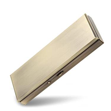 Imagem de Mini caixa organizadora de comprimidos de metal para 7 dias com design aberto por mola e 7 compartimentos para conter vitaminas, suplementos de óleo de fígado de bacalhau e medicamentos (Bronze)