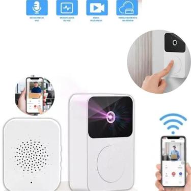 Imagem de Campainha Residencial Wifi Branco Tempo Vivo Externa Premium Portátil 