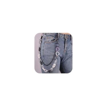 Imagem de Wekicici Corrente jeans de acrílico para calças de coração, corrente preta de acrílico em formato de coração, correntes de jeans hip hop, correntes de bolso, acessórios para o corpo para mulheres