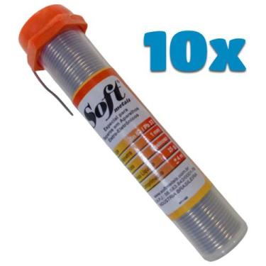 Imagem de Kit 10 Solda Estanho Tubete 63x37 Fio Eletrônica Smd Pci 1mm Soft