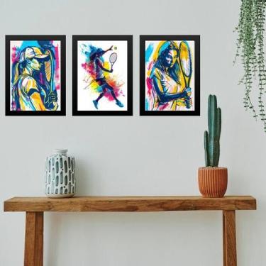 Imagem de Kit 3 Quadros Gravuras Tenistas - Mulher 45x34cm - Quadros On-line, Mo
