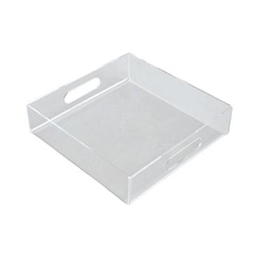 Imagem de Bandeja Decorativa e Organizadora Quadrada - 25x25cm - Acrílico Cristal