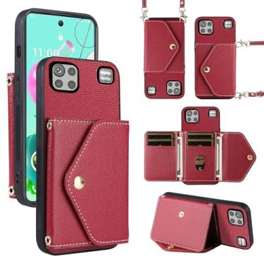 Imagem de Dibosom Capa carteira minimalista para LG K92 5G com alça de ombro, bolsa flip fina e fina, suporte de cartão de crédito de couro PU acessórios para celular LGK925G K 92 92K LMK920AM Q92 G5 masculina