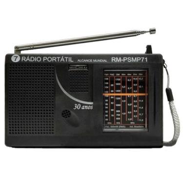 Imagem de Radio receptor 7 fxs om oc fm psmp71 só pilha preto - Motobras
