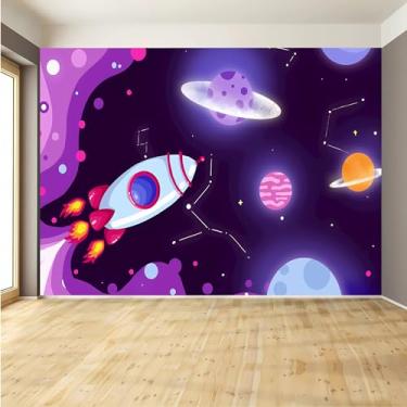 Imagem de Lcythiazole Tamanho personalizável - Traços de papel de parede de ficção científica, papel de parede do universo futuro, murais de papel de parede da lua, destacável e cole removível, para sala de