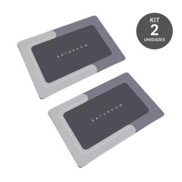 Imagem de Kit Tapetes Antiaderente Quadrados Para Banheiro - Tapetes e Cia